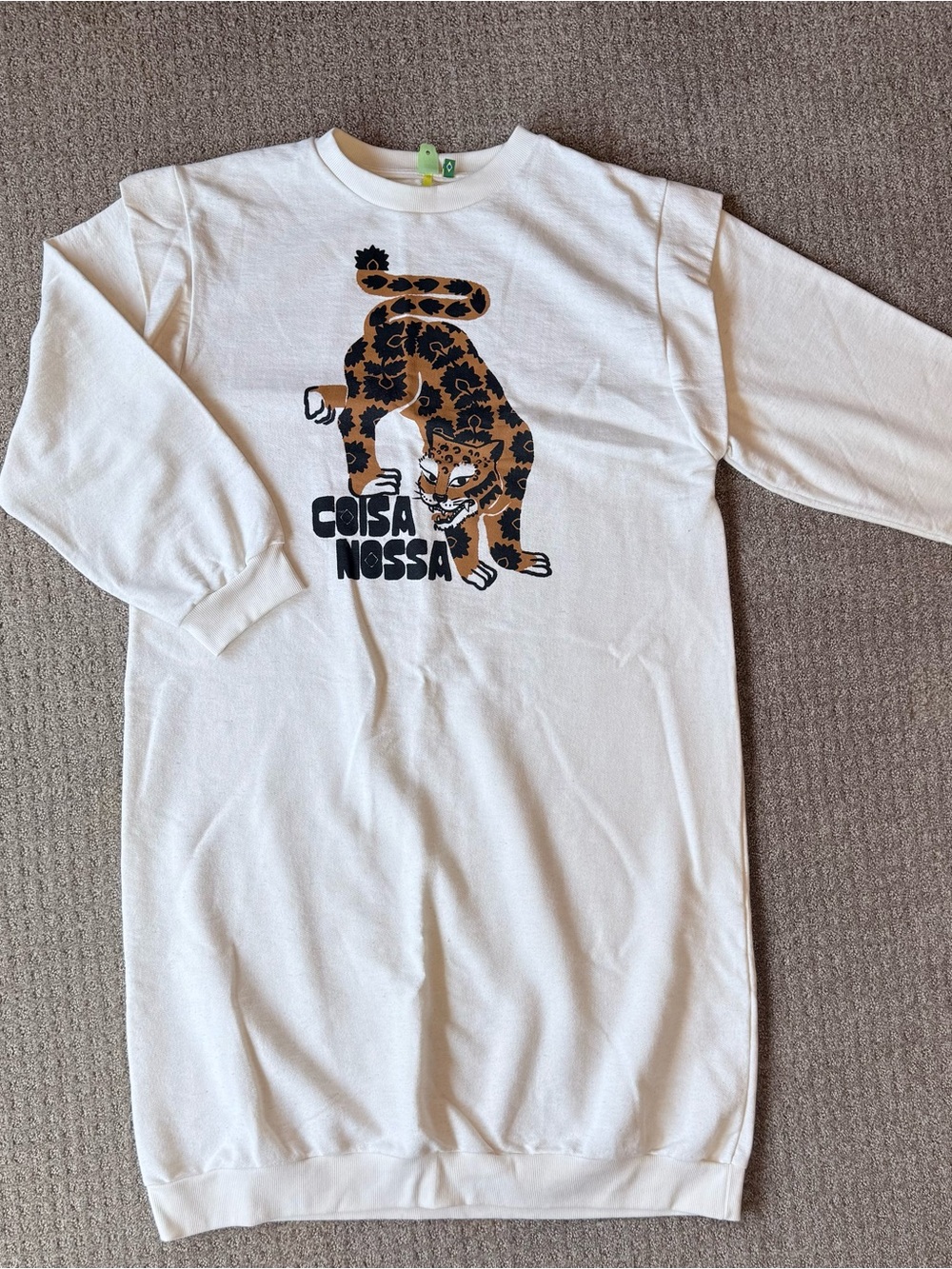FARM Rio White Sweatshirt Dress with Brown & Black Leopard Graphic